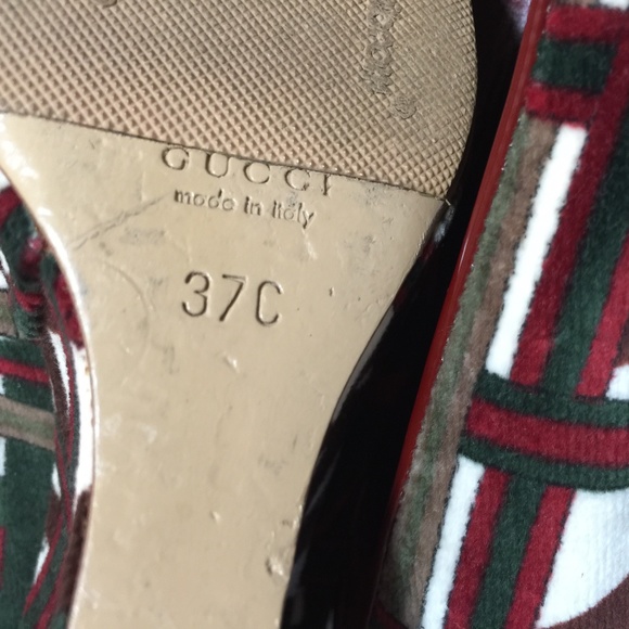 GUCCI WEDGES HEELS suede mary Janes PLATFORM 37-7RED GREEN pumps MULES clogs - Picture 9 of 10